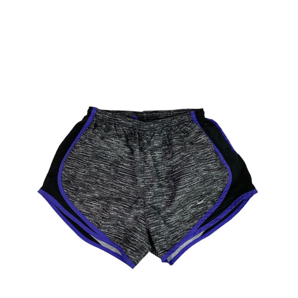 Small Nike‎ Dri-Fit Womens Black Space Dye Purple Trim Running Shorts